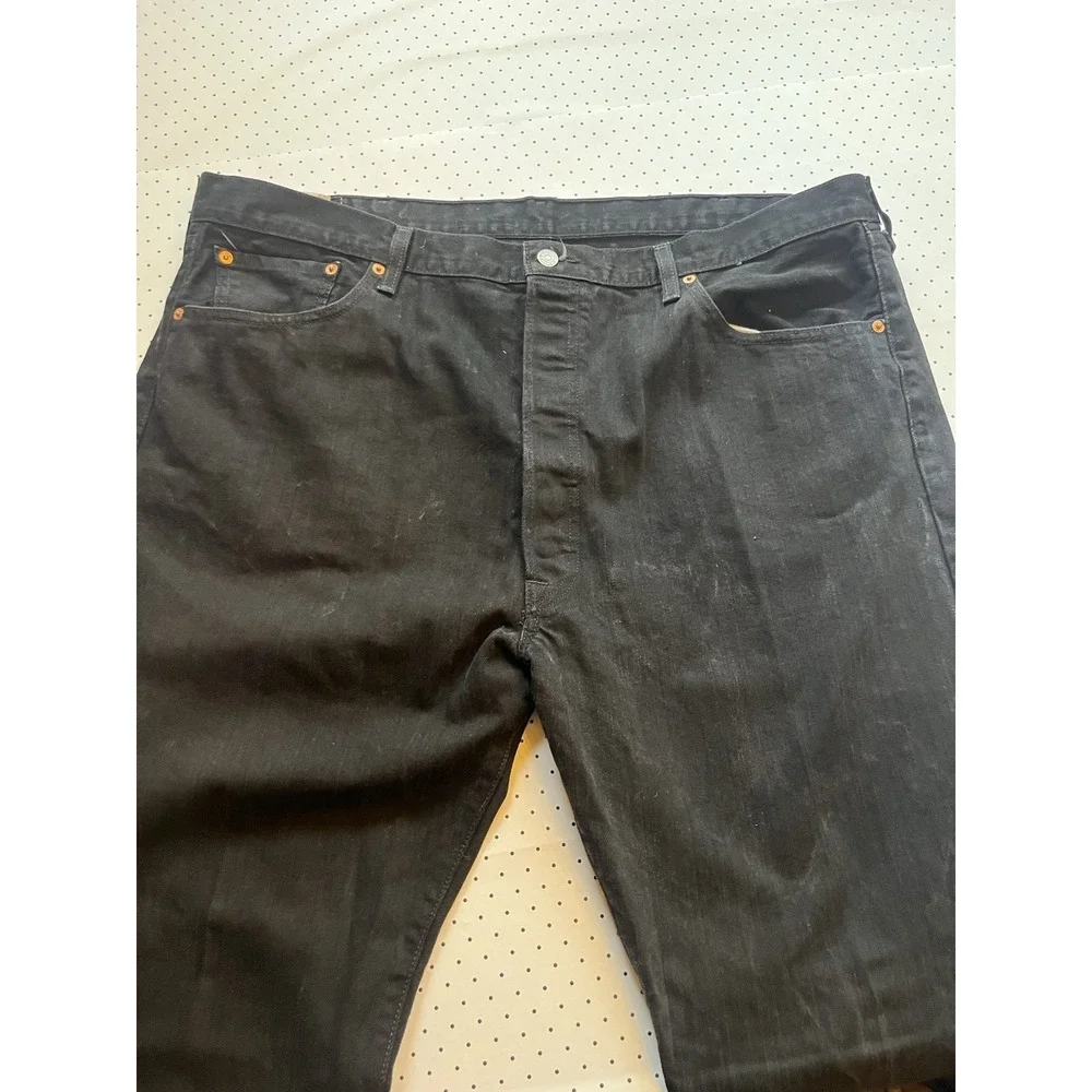 Levi's 501 Black Straight Leg Jeans Men's 44x34 Button Fly Denim